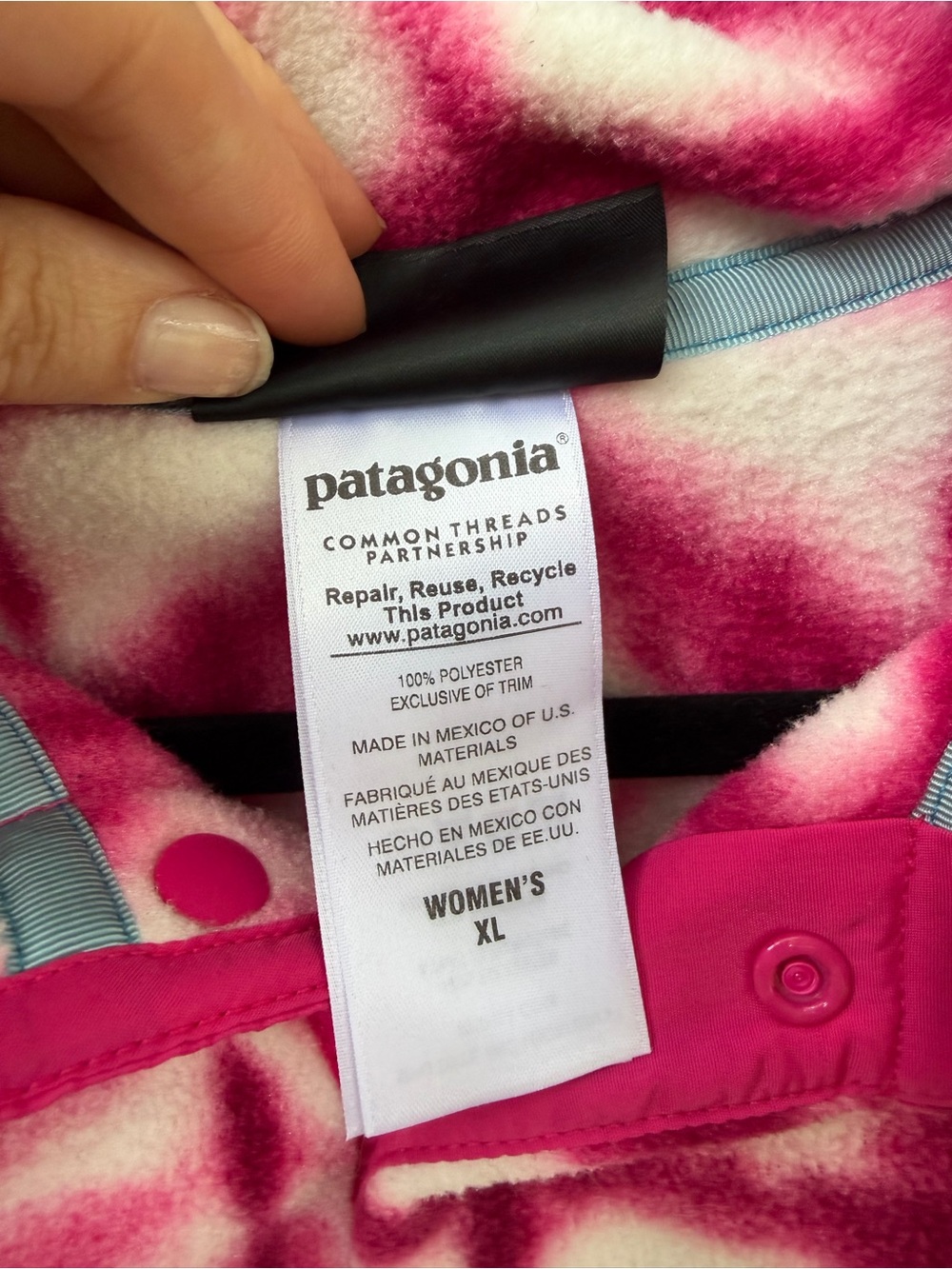 Patagonia Synchilla Fleece Pullover - Hot Pink and White Tie-Dye Sz XL Gorpcore - Picture 5 of 6